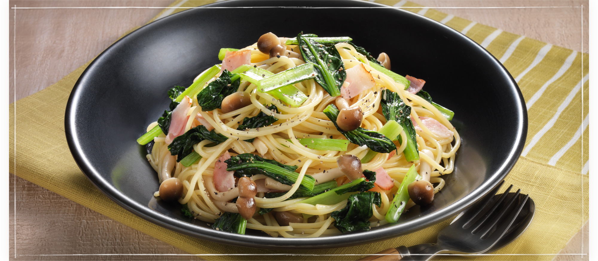 レシピ画像：小松菜の和風パスタ