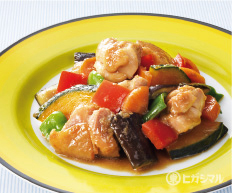 夏野菜と鶏の照り焼き