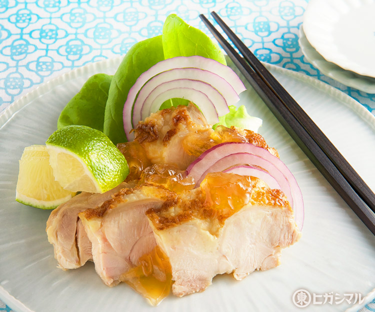 蒸し鶏の淡口ジュレがけ