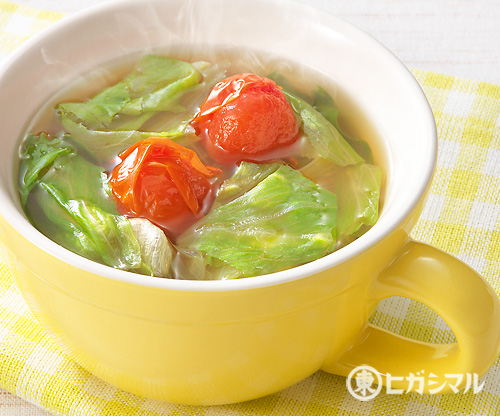 レタスとミニトマトのしょうがスープのレシピ 作り方 和食がいっぱい ヒガシマルレシピ ヒガシマル醤油
