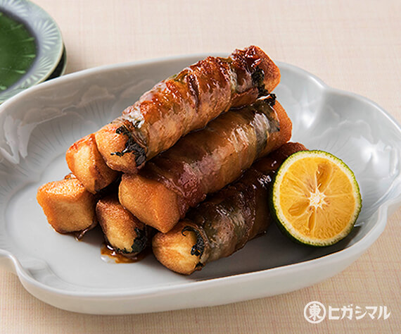 高野豆腐の肉巻き焼きのレシピ 作り方 和食がいっぱい ヒガシマルレシピ ヒガシマル醤油