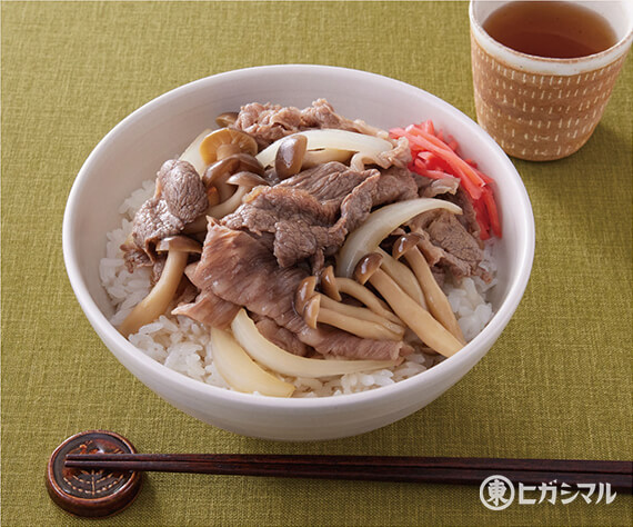 牛肉としめじのすき煮丼