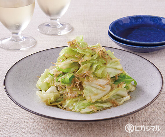 キャベツとじゃこの牡蠣だし醤油炒め