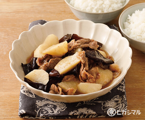 牛肉ときくらげと長いもの煮物