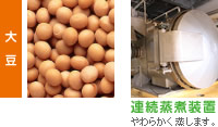 大豆：連続蒸煮装置やわらかく蒸します
